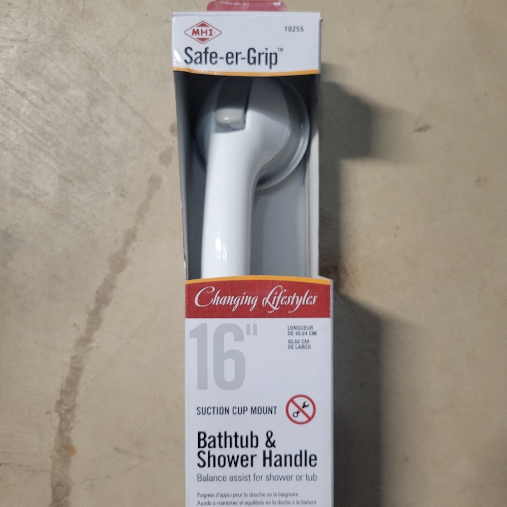 16” safe-er-grip bathtub & shower handle suction cup mount